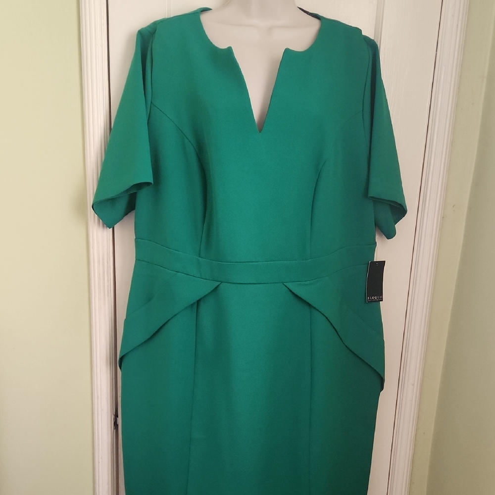 NWT Eloquii Vibrant Green Midi Dress